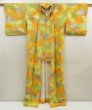 Photo8: 5710T04z880  Japanese Kimono Silk KOMON Leaf Light orange (8)