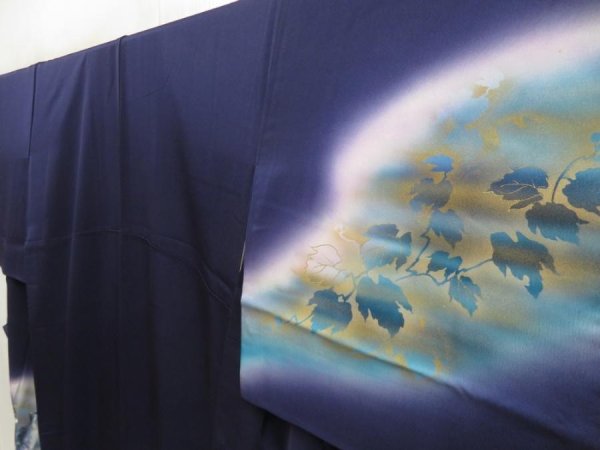 Photo2: 5710T05z940  Japanese Kimono Silk KOMON Vase Dark purple (2)