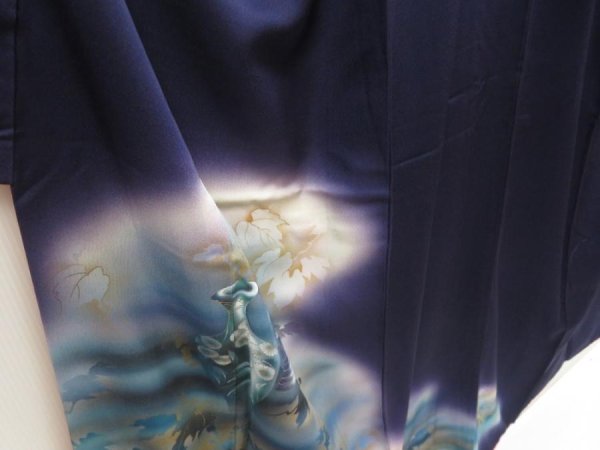 Photo3: 5710T05z940  Japanese Kimono Silk KOMON Vase Dark purple (3)