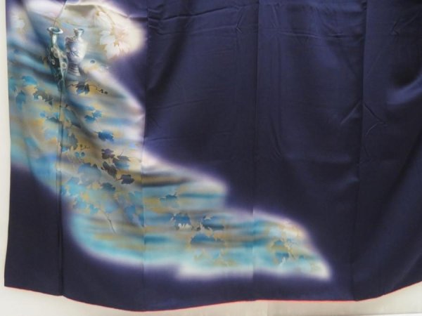 Photo5: 5710T05z940  Japanese Kimono Silk KOMON Vase Dark purple (5)