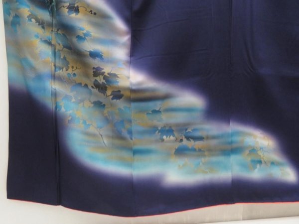 Photo6: 5710T05z940  Japanese Kimono Silk KOMON Vase Dark purple (6)