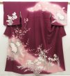 Photo1: 5710T08z970  Japanese Kimono Silk TSUKESAGE Peony Dark grape (1)