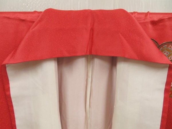 Photo8: 5710T09z1150  Japanese Kimono Silk FURISODE Butterfly Red-Pink (8)