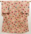 Photo1: 5710T12z1010 Vintage Japanese Kimono Silk KOMON Chrysanthemum Dark red (1)