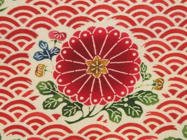 Photo6: 5710T12z1010 Vintage Japanese Kimono Silk KOMON Chrysanthemum Dark red (6)