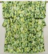 Photo1: 5712T01z860  Japanese Kimono Silk KOMON Leaf Moss green (1)