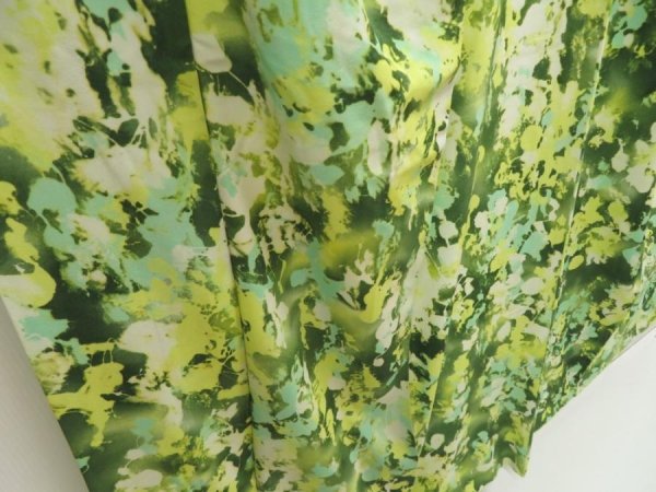 Photo3: 5712T01z860  Japanese Kimono Silk KOMON Leaf Moss green (3)