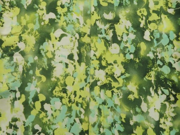 Photo5: 5712T01z860  Japanese Kimono Silk KOMON Leaf Moss green (5)