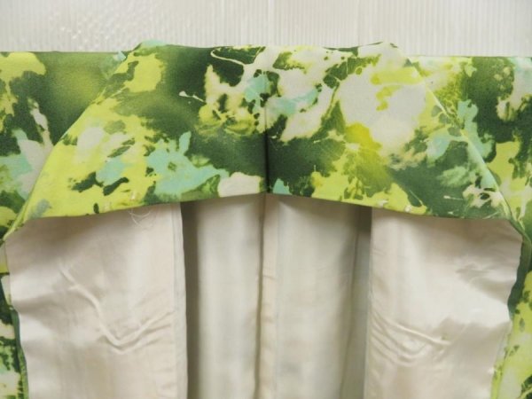 Photo6: 5712T01z860  Japanese Kimono Silk KOMON Leaf Moss green (6)