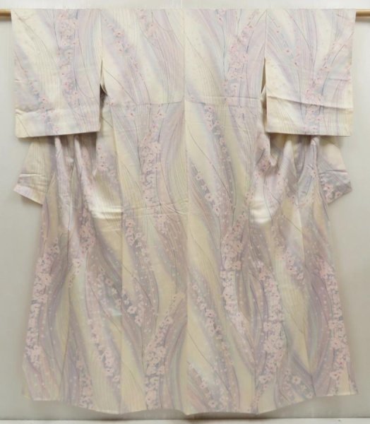 Photo1: 5712T02z890  Japanese Kimono Silk KOMON Flower Light pink (1)