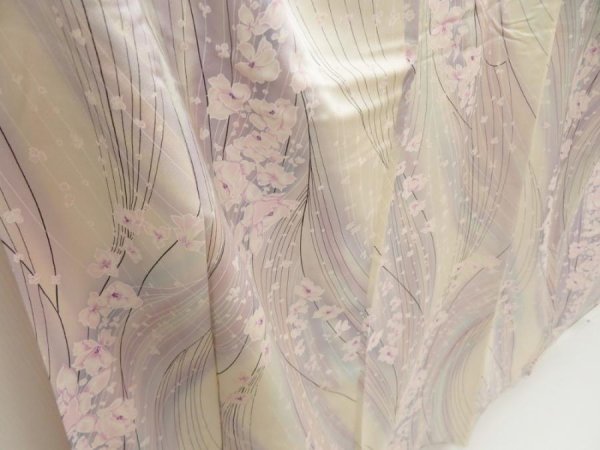 Photo3: 5712T02z890  Japanese Kimono Silk KOMON Flower Light pink (3)