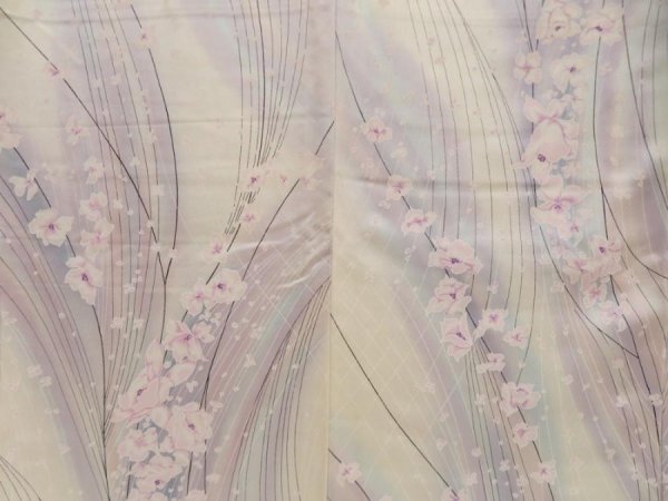 Photo5: 5712T02z890  Japanese Kimono Silk KOMON Flower Light pink (5)