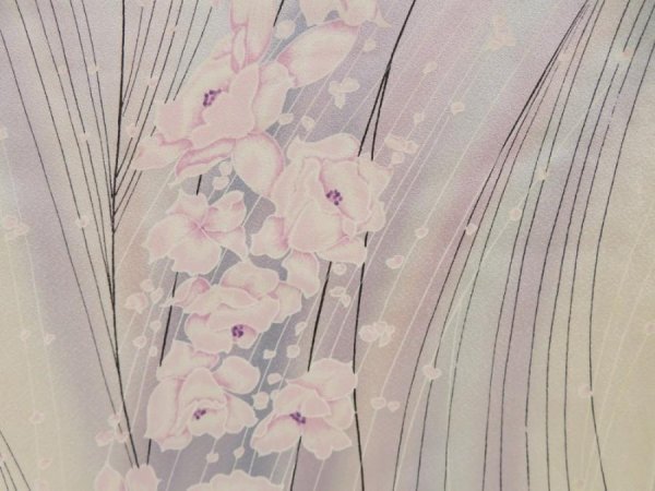 Photo6: 5712T02z890  Japanese Kimono Silk KOMON Flower Light pink (6)