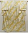 Photo1: 5712T03z880 Vintage Japanese Kimono Silk KOMON Flower Straw yellow (1)