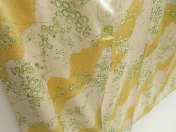 Photo3: 5712T03z880 Vintage Japanese Kimono Silk KOMON Flower Straw yellow (3)