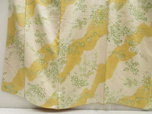 Photo4: 5712T03z880 Vintage Japanese Kimono Silk KOMON Flower Straw yellow (4)