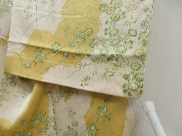 Photo6: 5712T03z880 Vintage Japanese Kimono Silk KOMON Flower Straw yellow (6)
