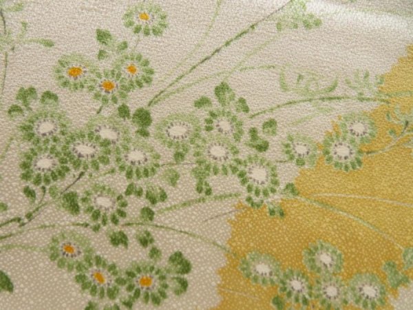 Photo7: 5712T03z880 Vintage Japanese Kimono Silk KOMON Flower Straw yellow (7)