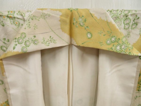 Photo8: 5712T03z880 Vintage Japanese Kimono Silk KOMON Flower Straw yellow (8)