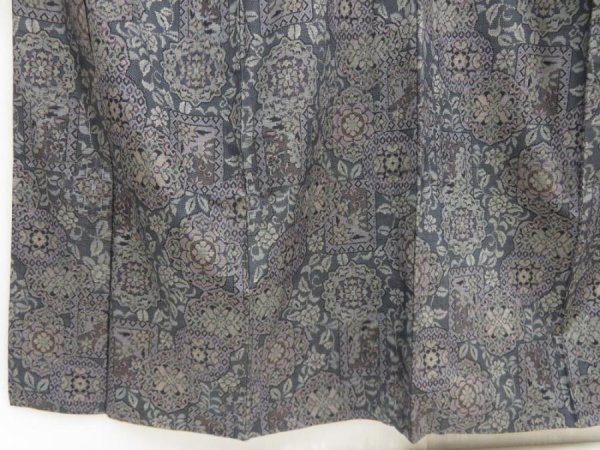 Photo4: 5712T04z740 Vintage Japanese Kimono Silk TSUMUGI  Navy-Gray (4)