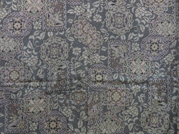 Photo5: 5712T04z740 Vintage Japanese Kimono Silk TSUMUGI  Navy-Gray (5)