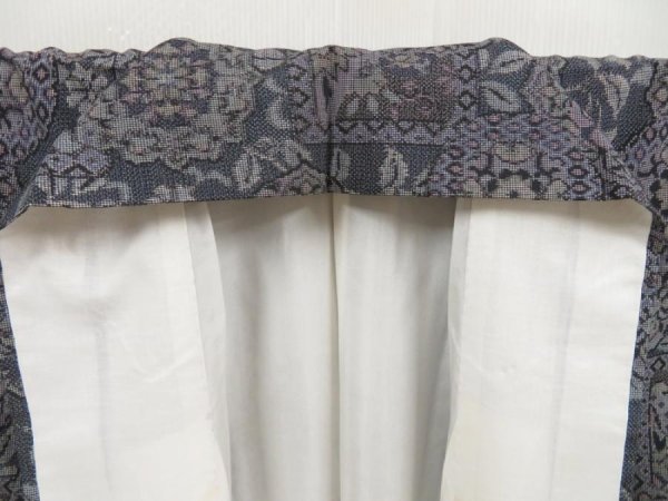 Photo6: 5712T04z740 Vintage Japanese Kimono Silk TSUMUGI  Navy-Gray (6)