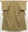 Photo1: 5712T05z870 Vintage Japanese Kimono Silk TSUMUGI  Yellow ochre (1)