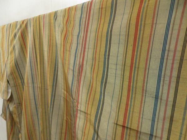 Photo2: 5712T05z870 Vintage Japanese Kimono Silk TSUMUGI  Yellow ochre (2)