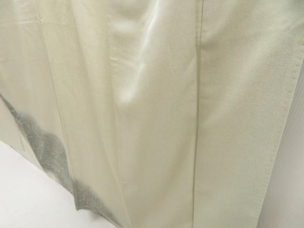 Photo4: 5712T06z870  Japanese Kimono Silk TSUKESAGE Flower Light green-gray (4)