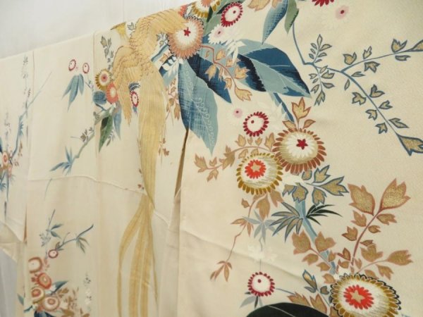 Photo2: 5712T07z970 Vintage Japanese Kimono Silk TSUKESAGE Onagadori Sand beige (2)