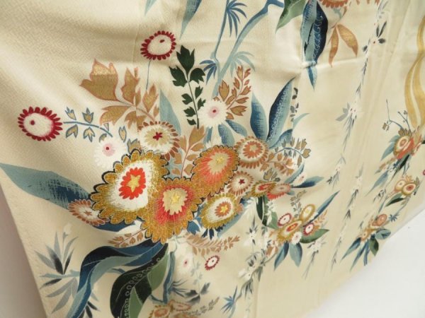 Photo3: 5712T07z970 Vintage Japanese Kimono Silk TSUKESAGE Onagadori Sand beige (3)