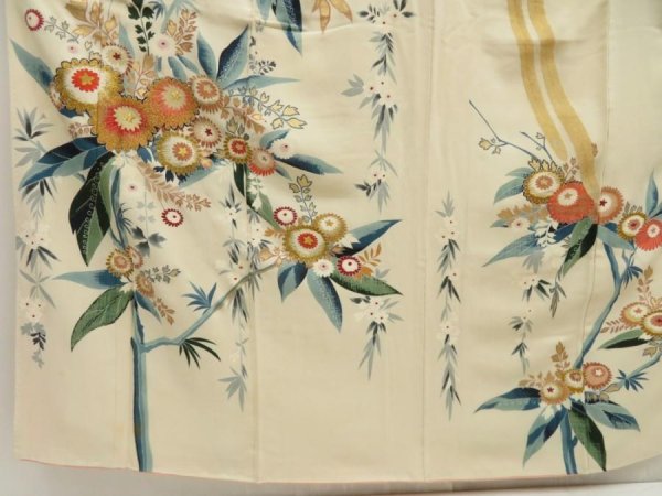 Photo5: 5712T07z970 Vintage Japanese Kimono Silk TSUKESAGE Onagadori Sand beige (5)