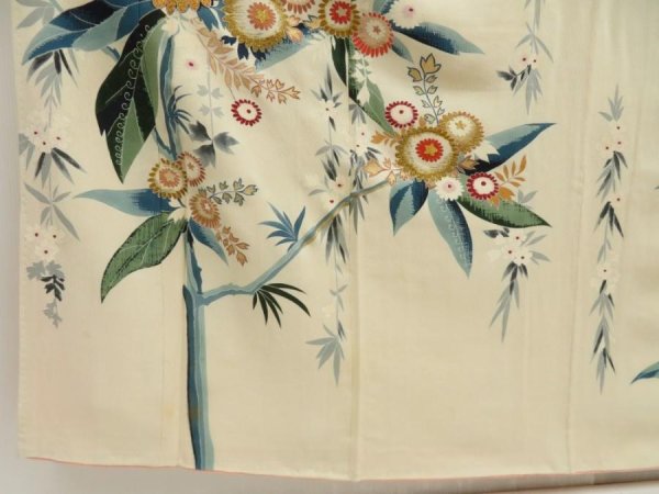 Photo6: 5712T07z970 Vintage Japanese Kimono Silk TSUKESAGE Onagadori Sand beige (6)