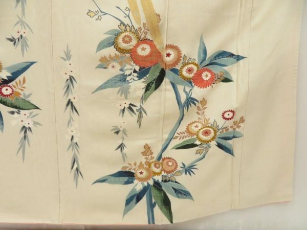 Photo7: 5712T07z970 Vintage Japanese Kimono Silk TSUKESAGE Onagadori Sand beige (7)