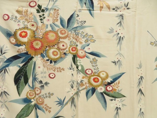 Photo8: 5712T07z970 Vintage Japanese Kimono Silk TSUKESAGE Onagadori Sand beige (8)