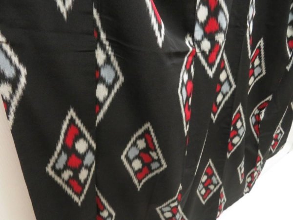 Photo3: 5712T08z810 Vintage Japanese Kimono Silk OMESHI KOMON Black (3)