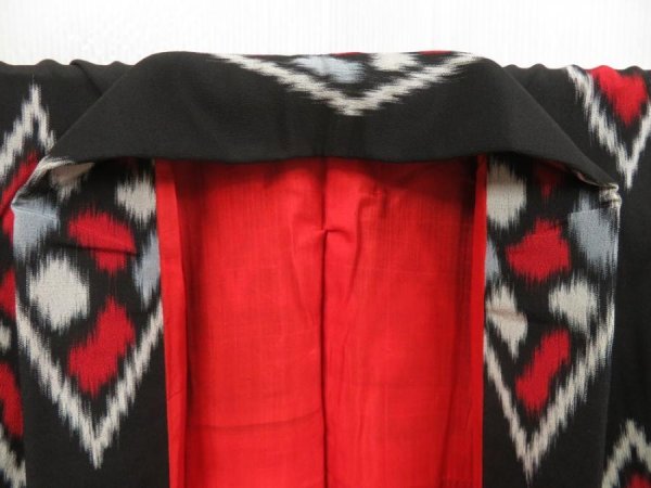 Photo7: 5712T08z810 Vintage Japanese Kimono Silk OMESHI KOMON Black (7)