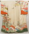 Photo1: 5712T10z1010 Vintage Japanese Kimono Silk TSUKESAGE Chrysanthemum Sand beige (1)
