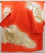 Photo1: 5712T11z1250 Vintage Japanese Kimono Silk FURISODE Peacock Tomato red (1)