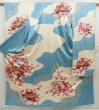 Photo1: 5712T12z1150 Vintage Japanese Kimono Silk FURISODE Folding fan Light blue (1)