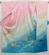 Photo1: 5712T13z1130 Vintage Japanese Kimono Silk FURISODE Flying crane Pink (1)