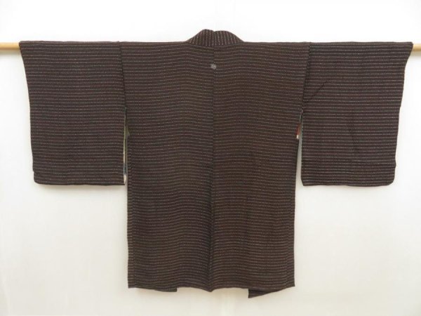 Photo2: 5716T01z540 Vintage Japanese Kimono Silk URUSHI HAORI  Black (2)