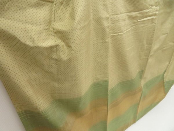 Photo3: 5716T06z930 Vintage Japanese Kimono Silk TSUMUGI  Light olive (3)