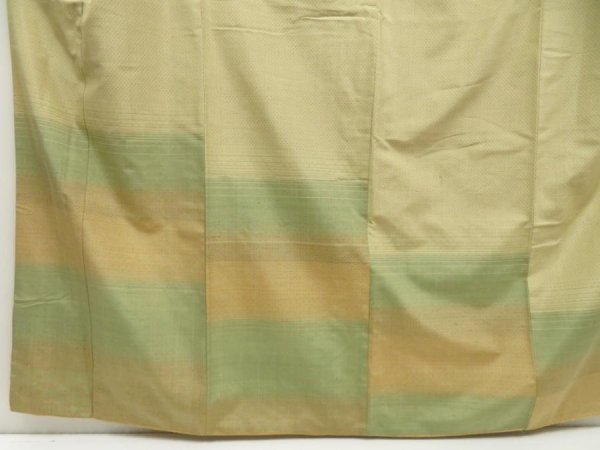 Photo5: 5716T06z930 Vintage Japanese Kimono Silk TSUMUGI  Light olive (5)