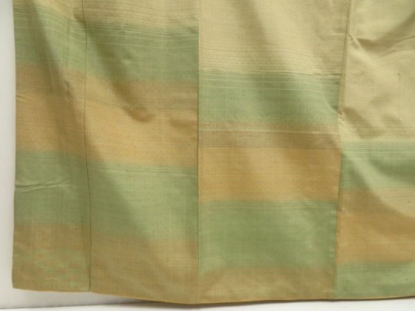 Photo6: 5716T06z930 Vintage Japanese Kimono Silk TSUMUGI  Light olive (6)