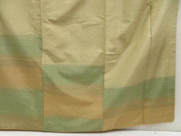 Photo7: 5716T06z930 Vintage Japanese Kimono Silk TSUMUGI  Light olive (7)