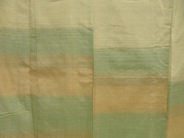 Photo8: 5716T06z930 Vintage Japanese Kimono Silk TSUMUGI  Light olive (8)