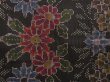 Photo6: 5716T07z750 Vintage Japanese Kimono Silk OSHIMA TSUMUGI Flowers Black (6)
