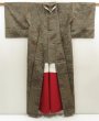 Photo8: 5716T08z720 Vintage Japanese Kimono Silk TSUMUGI Flowers Brown-Gray (8)