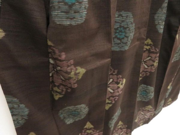 Photo3: 5716T09z810 Vintage Japanese Kimono Silk TSUMUGI  Dark brown (3)